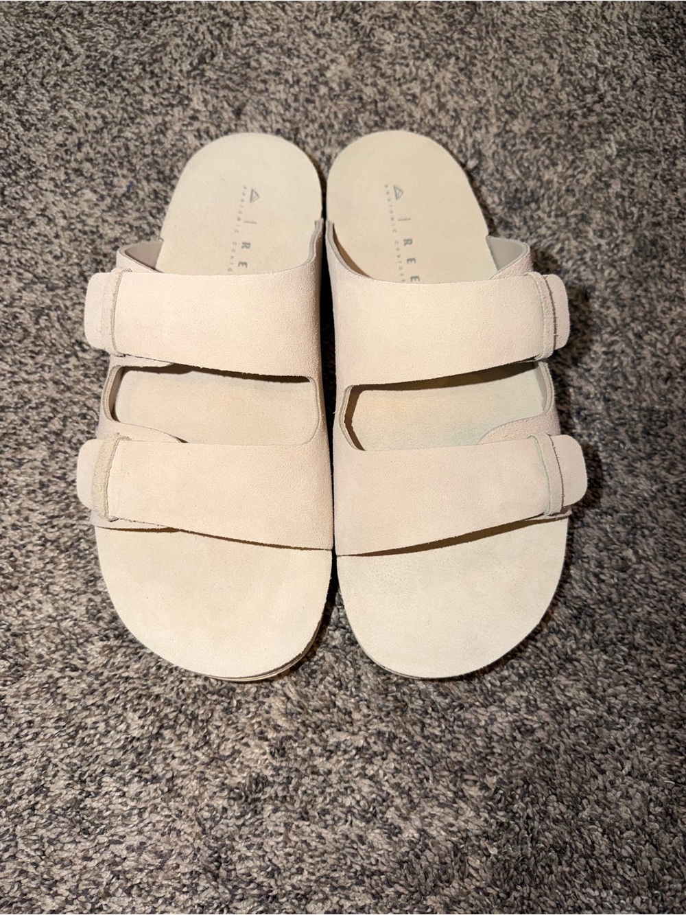 Reef Suede Double-Strap Slide Sandals in Light Beige NWT